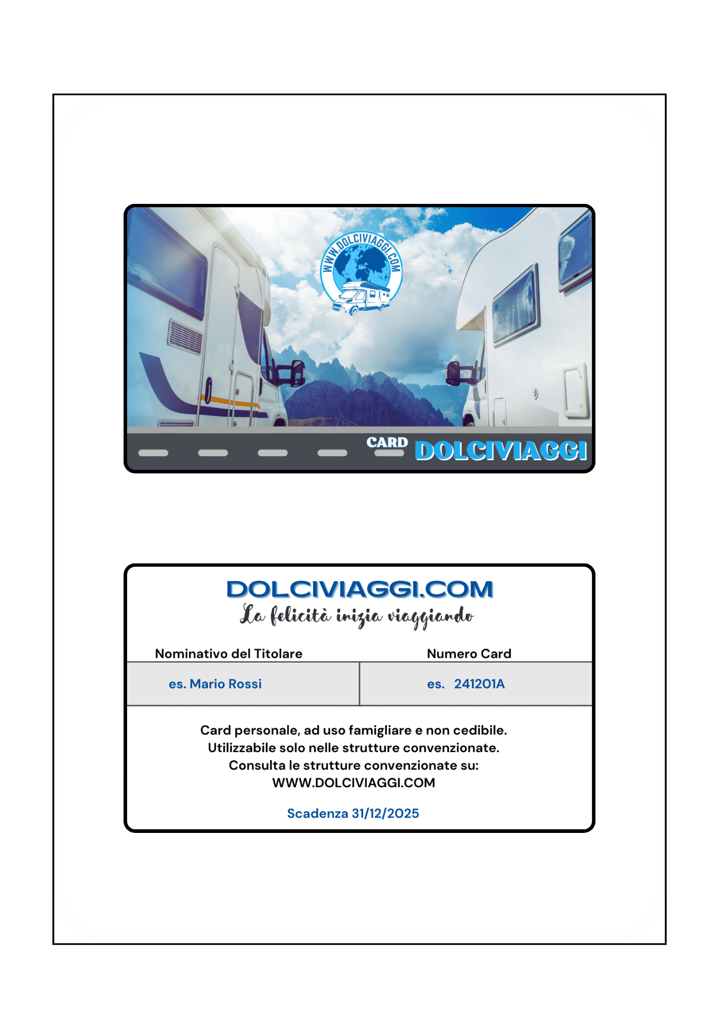 dolciviaggi card - card . esempio