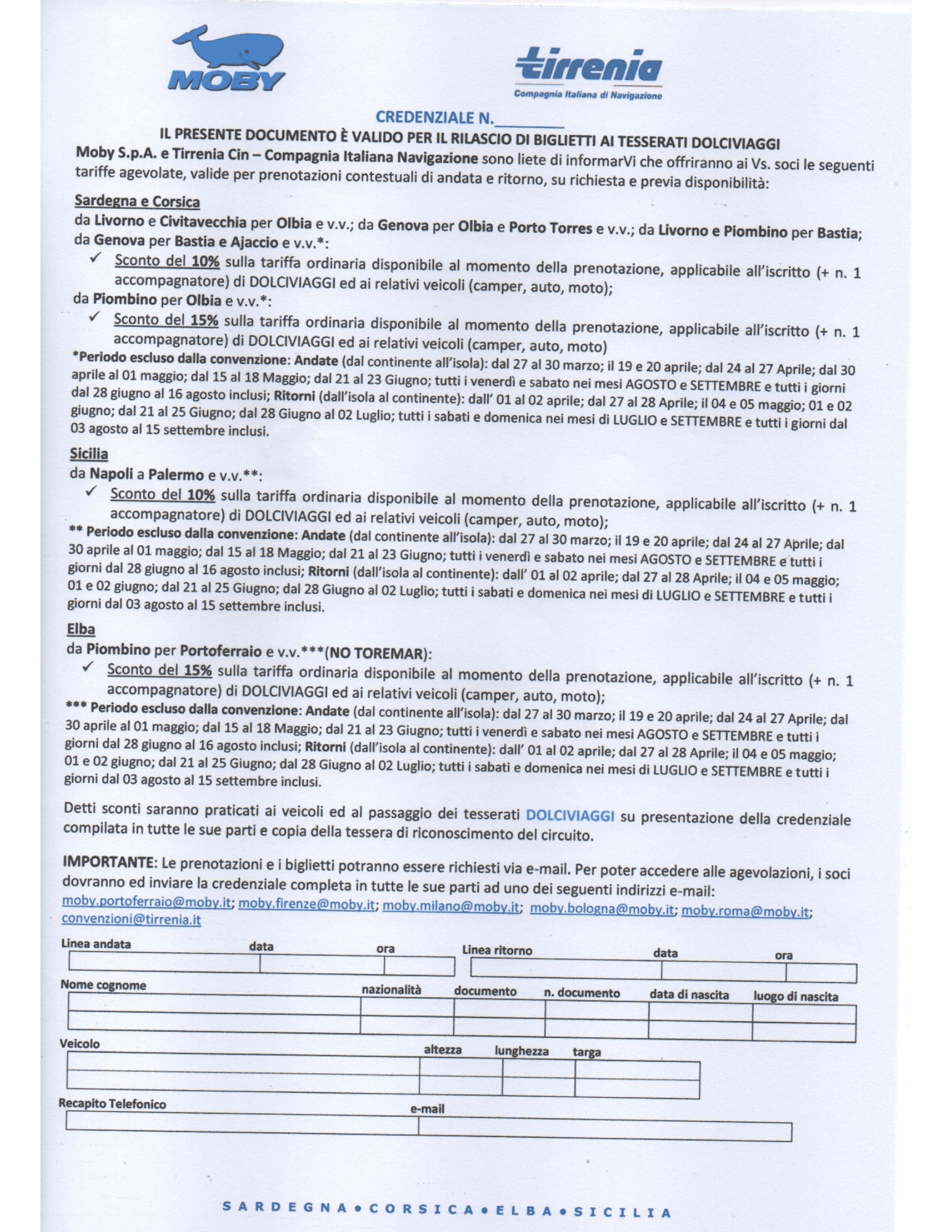 Scontistica riservata Dolciviaggi