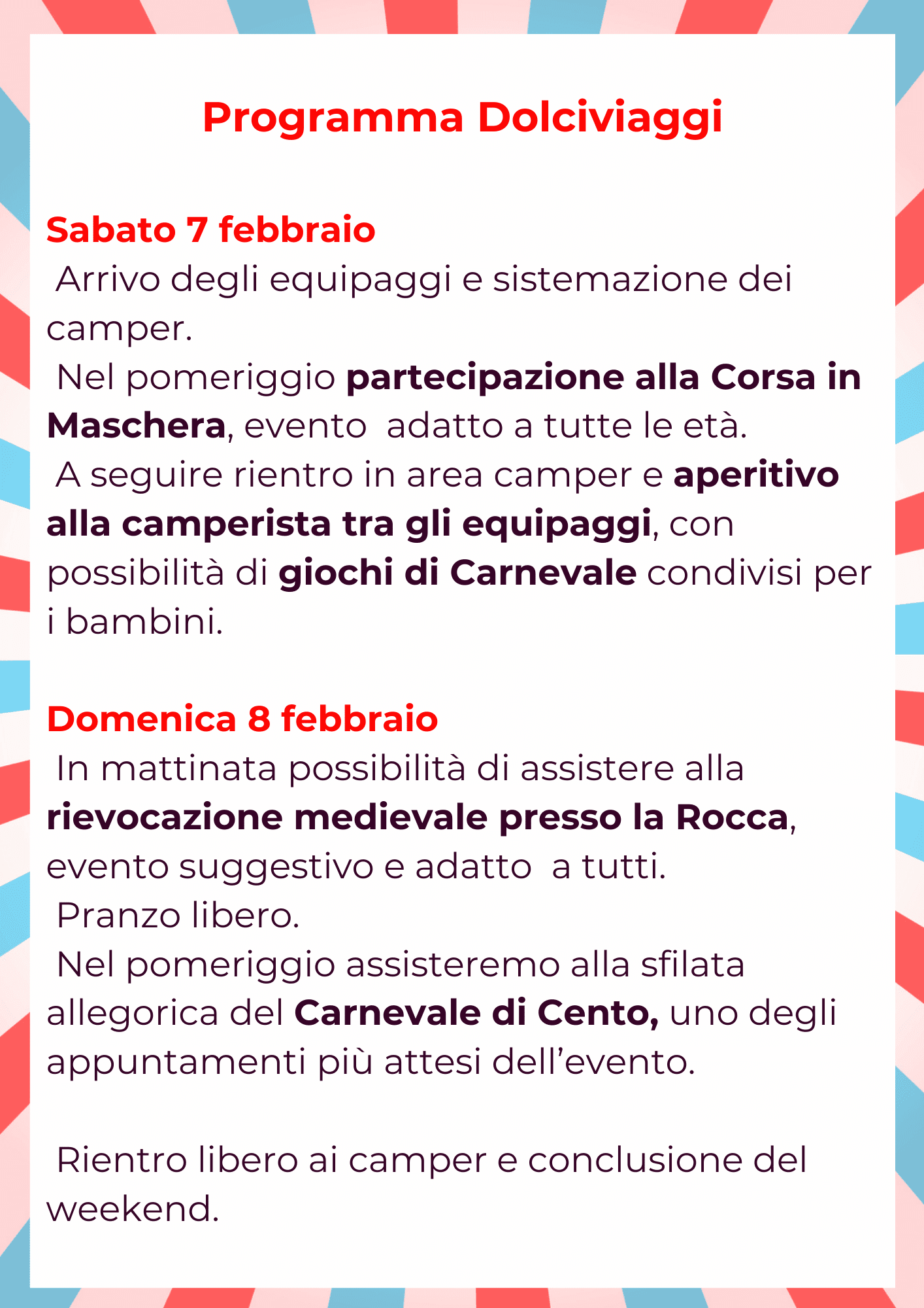 Carnevale di Cento in camper – Weekend Dolciviaggi (7–8 febbraio) - immagine 2