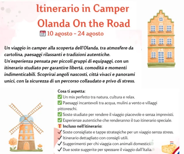 🇳🇱 🚐Il nostro itinerario in Olanda .. puoi partire da solo o in compagnia ..cosa preferisci? 
https://dolciviaggi.com/.../itinerario-in-camper-olanda.../

#OlandaOnTheRoad #visitHolland #discoverHolland #OlandaInCamper #HollandTrip #HollandTravel #PaesiBassi #NetherlandsAdventure
#tulipani #AmsterdamTravel #muliniavento #paesaggiolandesi #naturelover #viaggiareinsieme #familytravel #slowtravel
#camperfamily #camperadventure #viaggiconbambini #viaggiconcani #turismosostenibile #viaggiaresicuri #dolciviaggi